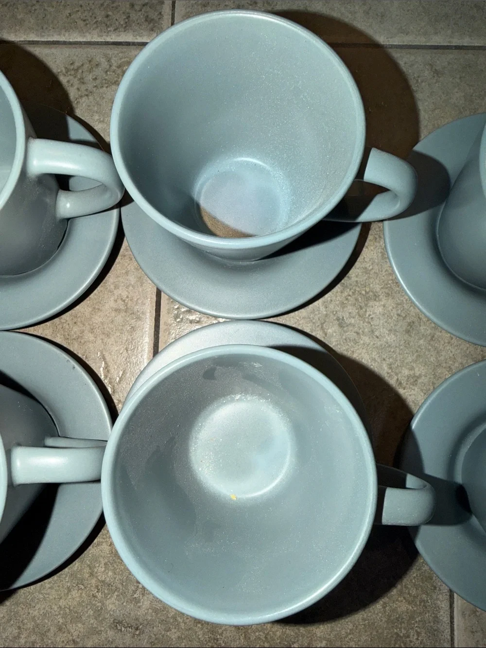 Discontinued IKEA DINERA Matte Grey-Blue Cup & Saucer Set of 6 - Picture 6 of 8